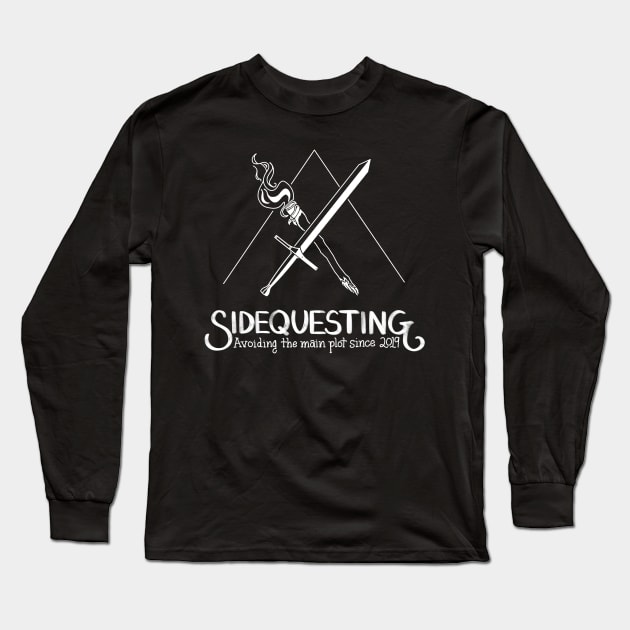 Sidequesting Logo, front and back - White Long Sleeve T-Shirt by Sidequesting